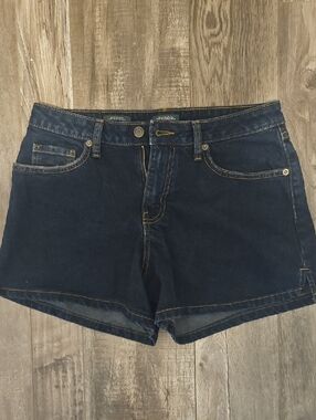 wild fable High Rise Midi Short Dark Blue Denim Shorts Size 8